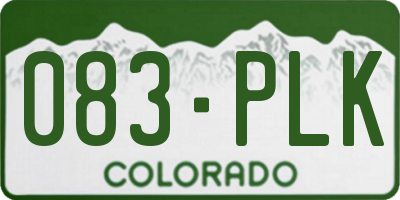 CO license plate 083PLK
