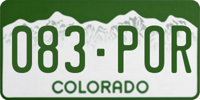 CO license plate 083POR