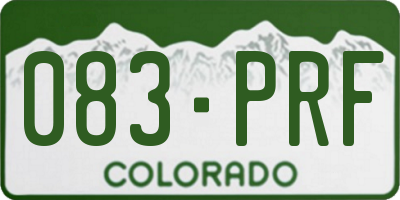 CO license plate 083PRF