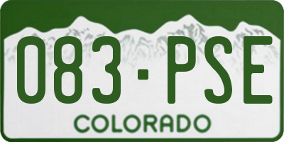 CO license plate 083PSE