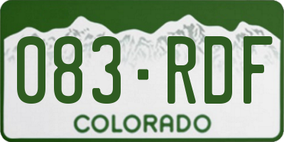 CO license plate 083RDF
