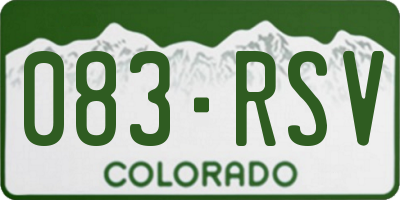 CO license plate 083RSV