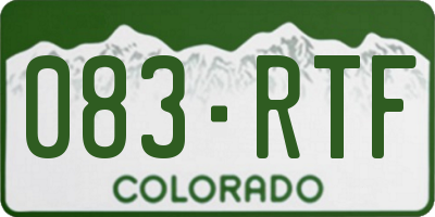 CO license plate 083RTF