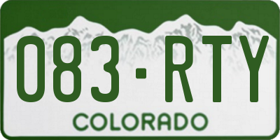 CO license plate 083RTY