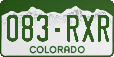 CO license plate 083RXR
