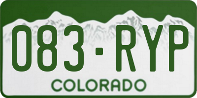 CO license plate 083RYP