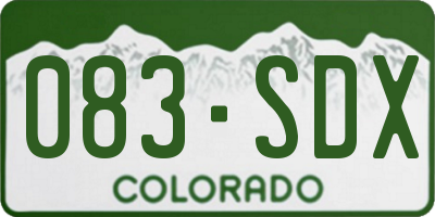 CO license plate 083SDX