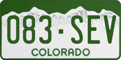 CO license plate 083SEV