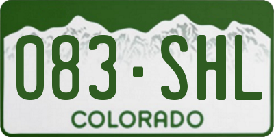 CO license plate 083SHL
