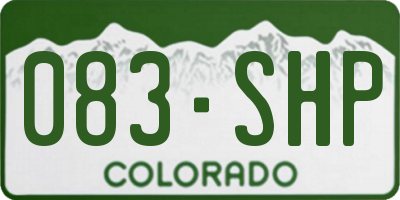 CO license plate 083SHP