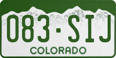 CO license plate 083SIJ