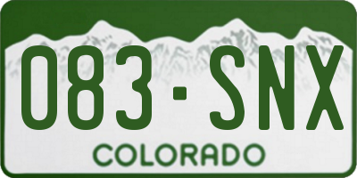 CO license plate 083SNX