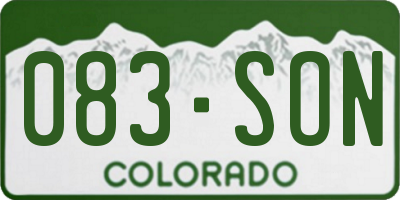 CO license plate 083SON