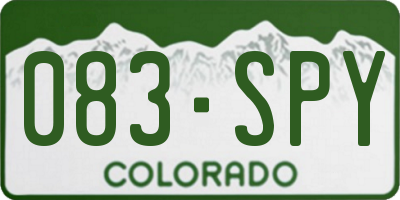 CO license plate 083SPY