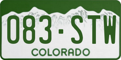 CO license plate 083STW
