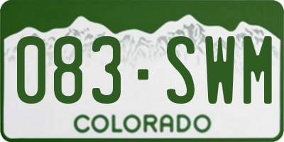 CO license plate 083SWM
