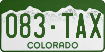 CO license plate 083TAX