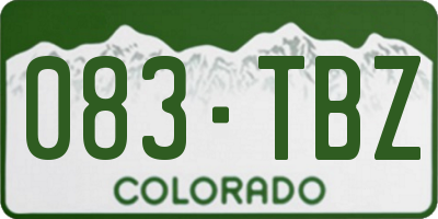 CO license plate 083TBZ