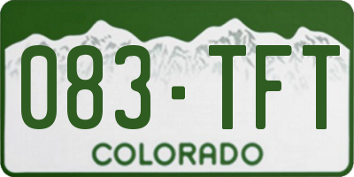 CO license plate 083TFT
