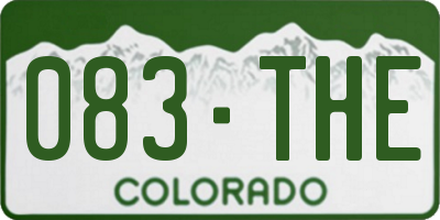 CO license plate 083THE