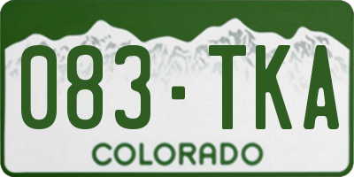 CO license plate 083TKA