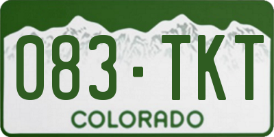 CO license plate 083TKT