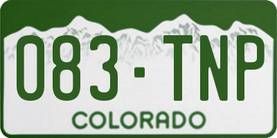 CO license plate 083TNP
