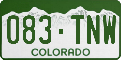 CO license plate 083TNW