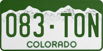 CO license plate 083TON