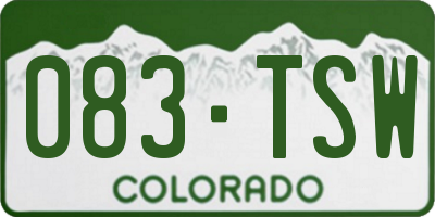 CO license plate 083TSW