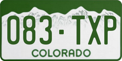 CO license plate 083TXP
