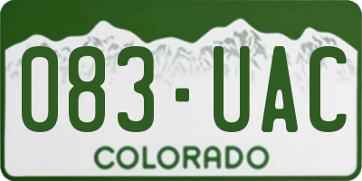 CO license plate 083UAC