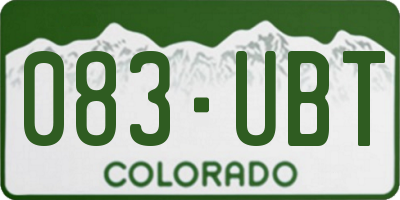 CO license plate 083UBT