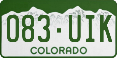 CO license plate 083UIK