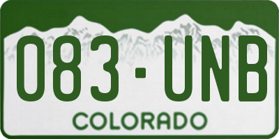 CO license plate 083UNB