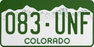 CO license plate 083UNF