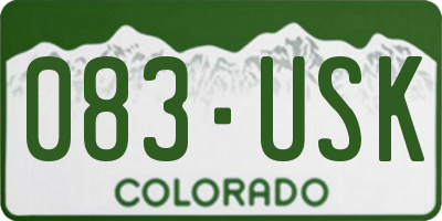 CO license plate 083USK