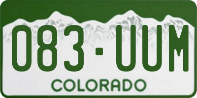 CO license plate 083UUM