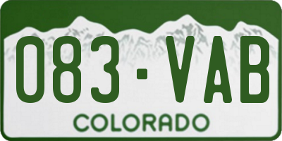 CO license plate 083VAB
