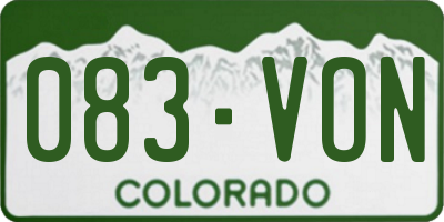 CO license plate 083VON
