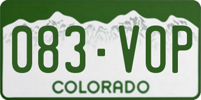 CO license plate 083VOP
