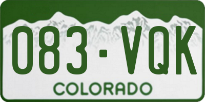 CO license plate 083VQK