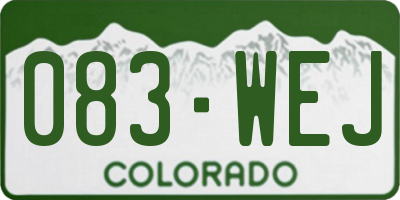 CO license plate 083WEJ