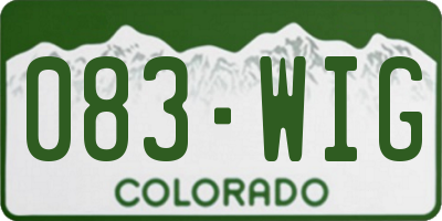 CO license plate 083WIG