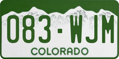 CO license plate 083WJM