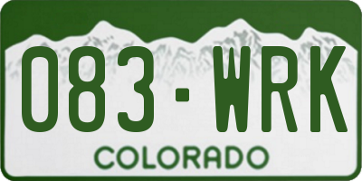 CO license plate 083WRK