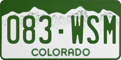 CO license plate 083WSM