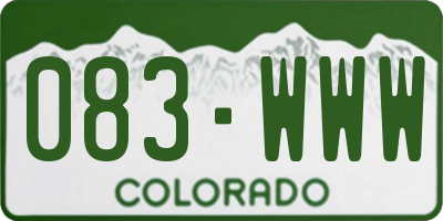 CO license plate 083WWW