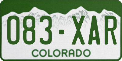 CO license plate 083XAR