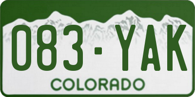 CO license plate 083YAK